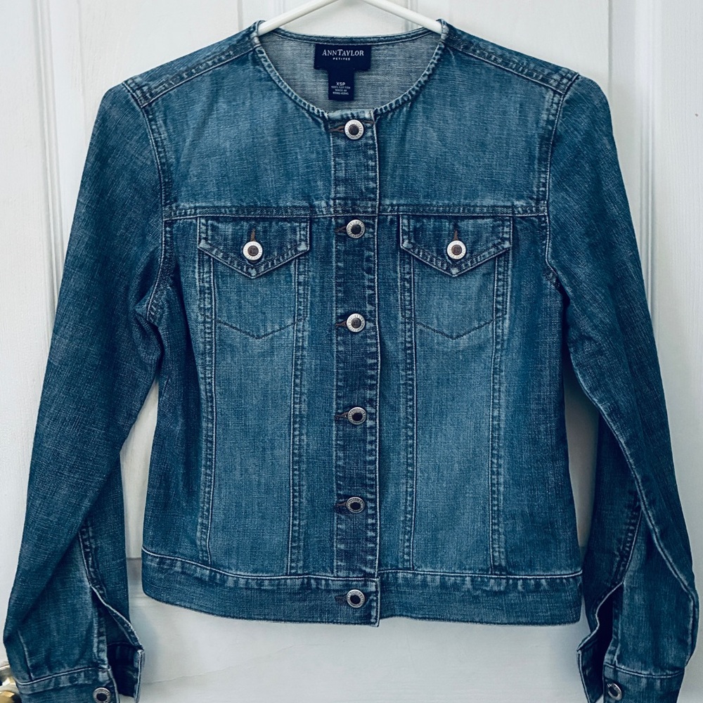 Ann Taylor Blue Jean Jacket Classic Style